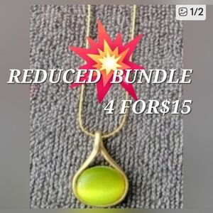 BUNDLE SALE ITEM...4 FOR $15..Elegant Gold and Green Pendant Necklace